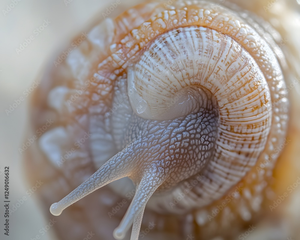 Poster detailed macro shot of a snail retracting into its shell