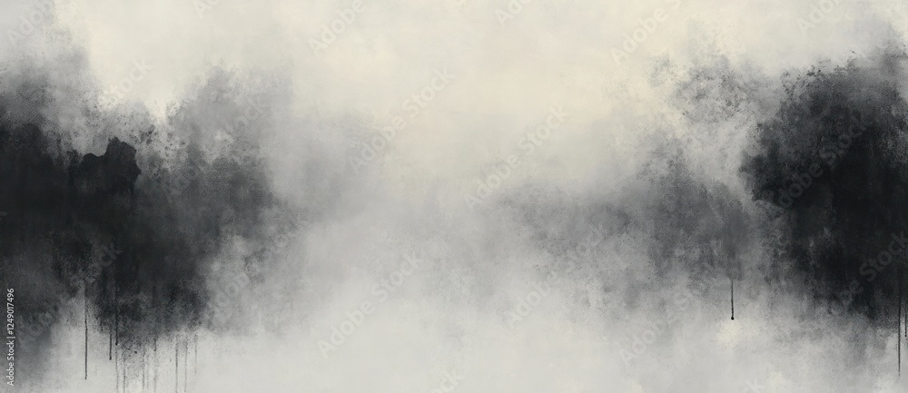 Poster minimalist abstract ink wash painting soft grey watercolor background with gentle textures and negat