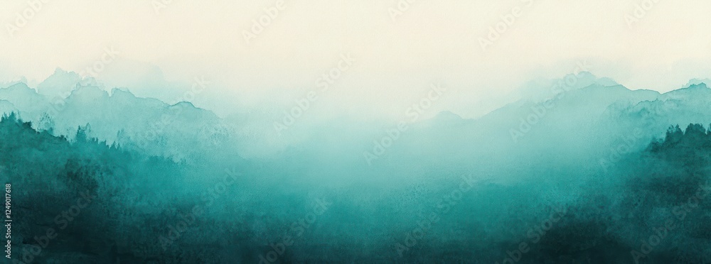 Aufkleber abstract gradient background with soft teal aqua transition foggy border and textured grunge design