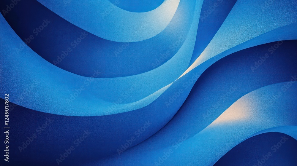 Poster Abstract Modern Blue Background with Curves and Striped Lines in Artistic Design Featuring Textured Geometric Shapes and Soft Lighting