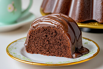  chocolate bundt cake slice close-up