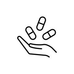Medical pills outline icons, minimalist vector illustration ,simple transparent graphic element .Isolated on white background