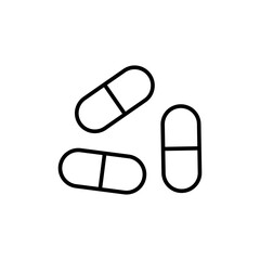 Medical pills outline icons, minimalist vector illustration ,simple transparent graphic element .Isolated on white background