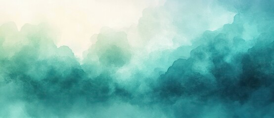 Abstract Watercolor Background in Teal and Mint Green with Smooth Gradient and Luminous Effect for Graphic Design