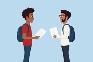 students exchanging papers