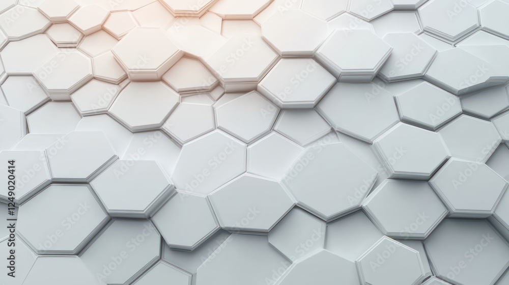 Aufkleber minimalist white hexagon design with ambient lighting and copy space
