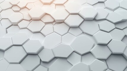 Naklejka premium Minimalist White Hexagon Design with Ambient Lighting and Copy Space