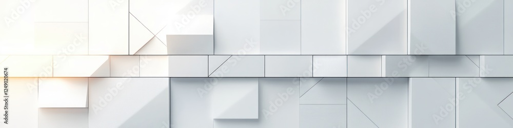 Poster geometric abstract design minimalist digital art with white shapes and soft lighting for web header