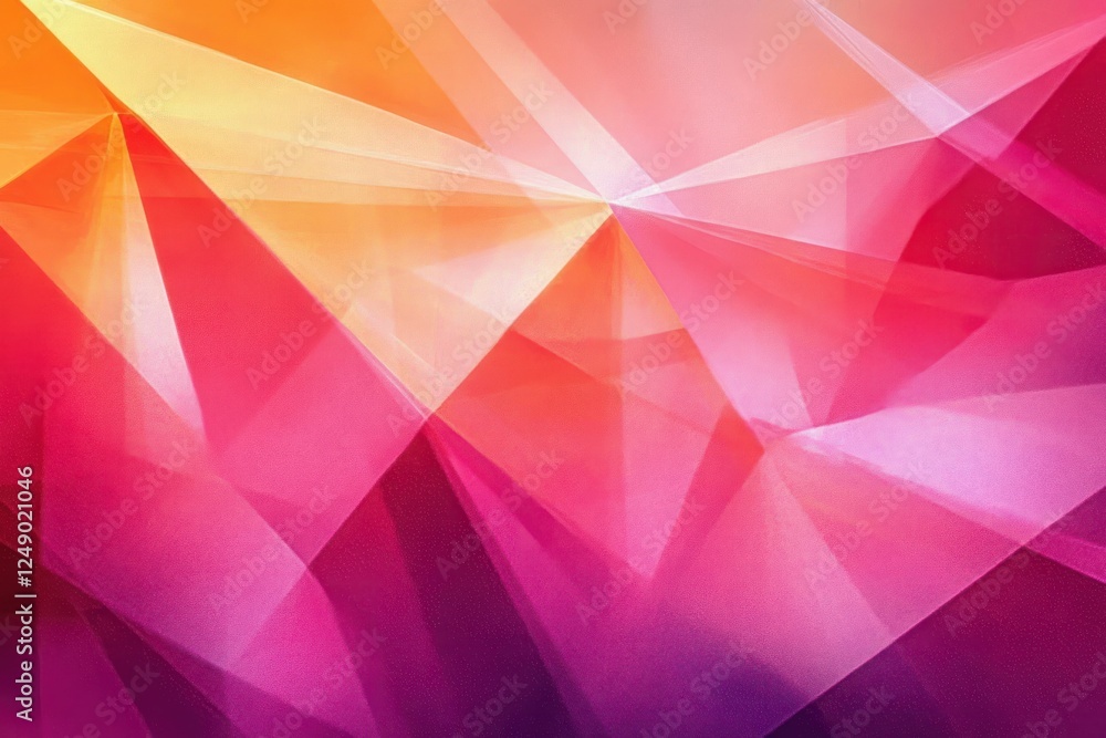 Poster Abstract Geometric Background in Pink and Orange with Layered Triangles and Textured Pattern for Modern Design