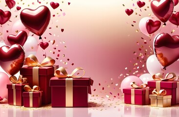 gift box with red hearts