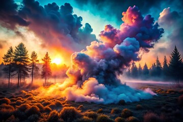 Eerie Fog, Mysterious Smoke Cloud, Atmospheric Mist, Dry Ice VFX, Rule of Thirds Composition