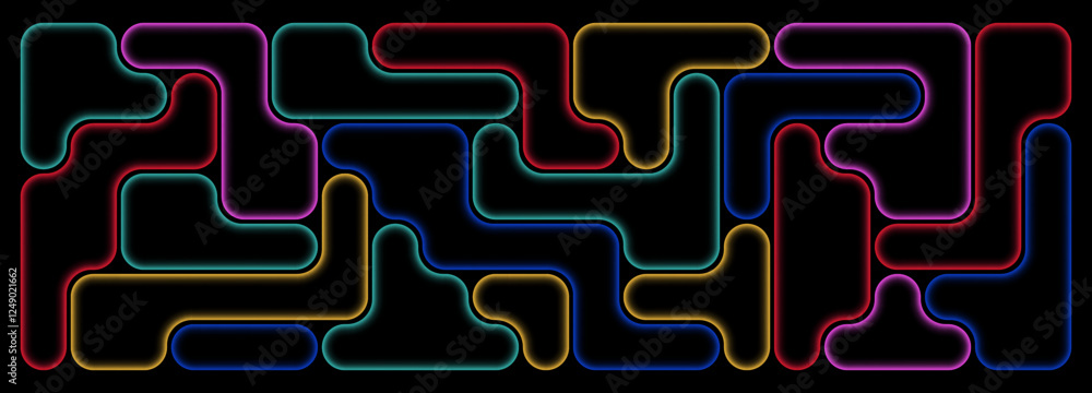 Poster abstract background with colorful blob pattern design on black background.