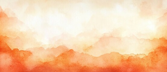 Obraz premium Watercolor Abstract Fall Background in Orange and White with Distressed Grunge Border and Soft Lighting Hazy Autumn Colors