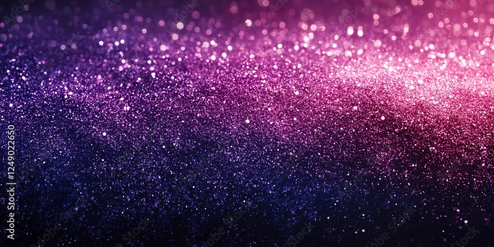 Poster an abstract backdrop of shimmering glitter with a purple and pink gradient. the sparkles catch the l