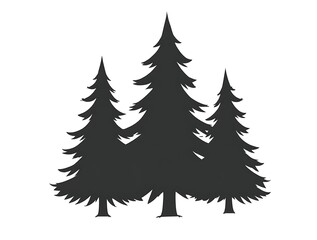 set of fir trees isolated on white background.