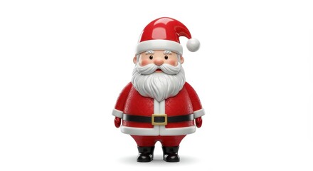 Festive Santa Claus Christmas Illustration with Red Suit and White Beard on White Background
