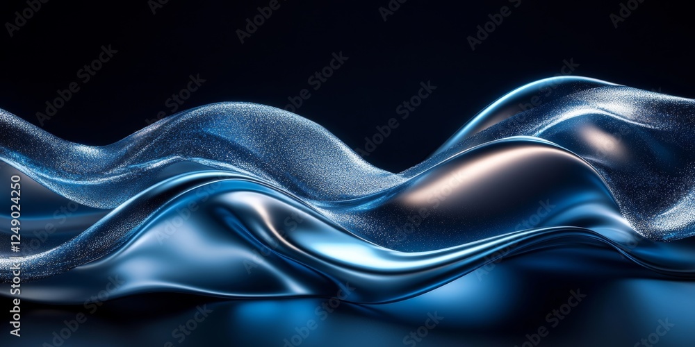 Poster abstract blue waves flowing in a dynamic pattern, creating an illusion of depth and movement. the bl