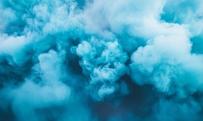Naklejka premium Abstract swirling blue smoke creating a dreamy, ethereal atmosphere. The colors are vibrant and the texture is captivating. 