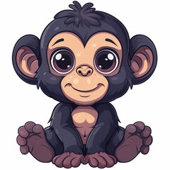 Obraz premium Isolated monkey cutout on a plain white background for artistic and educational use