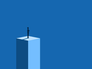 Successful people standing on the top looking far