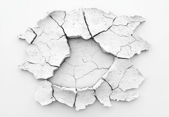 Obraz premium Cracked White Wall Texture with Deep Set Broken Surface Detail