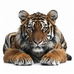 Fototapeta premium Stunning isolated tiger image on a pristine white background for impactful visual presentations