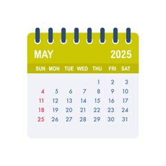 May 2025 calendar page showing days and dates
