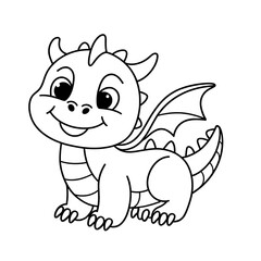 Fototapeta premium cuet Baby dragon coloring page for kids