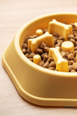 Slow feeder dog bowl preventing gulping and improving digestion