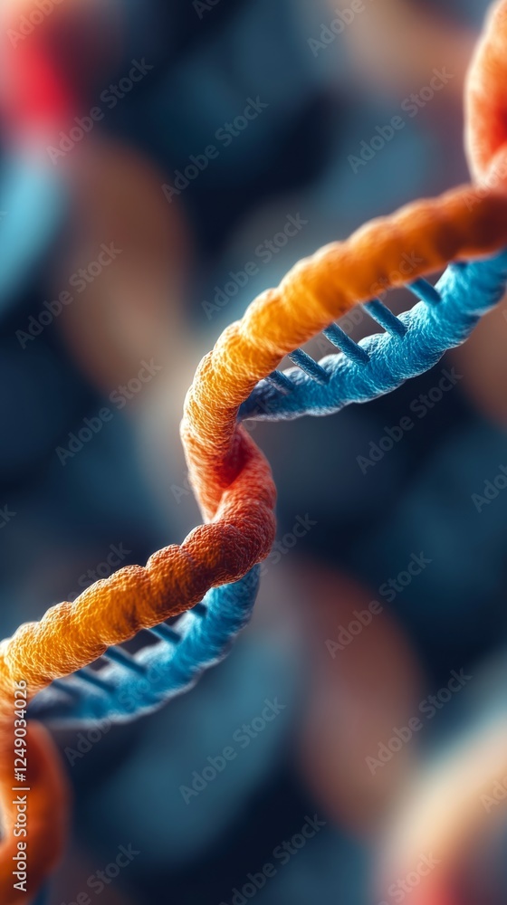 Poster colorful double helix structure showcasing dna model in a scientific abstract background