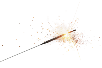 Fun Lit Sparkler with Cascading Sparks Perfect for Parties Isolated on Transparent Background