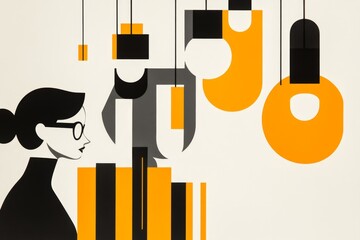 A 1950s-style vintage academic poster featuring a librarian recommending reference books to a curious scholar