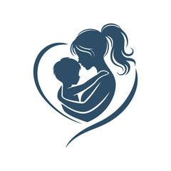 Mother’s Love in a Heart – Elegant Silhouette Vector Design