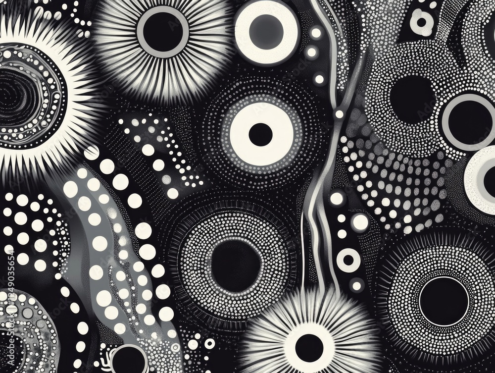 Aufkleber intricate pattern of concentric circles with a variety of shapes and colors