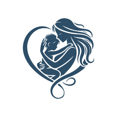 Mother’s Love in a Heart – Elegant Silhouette Vector Design