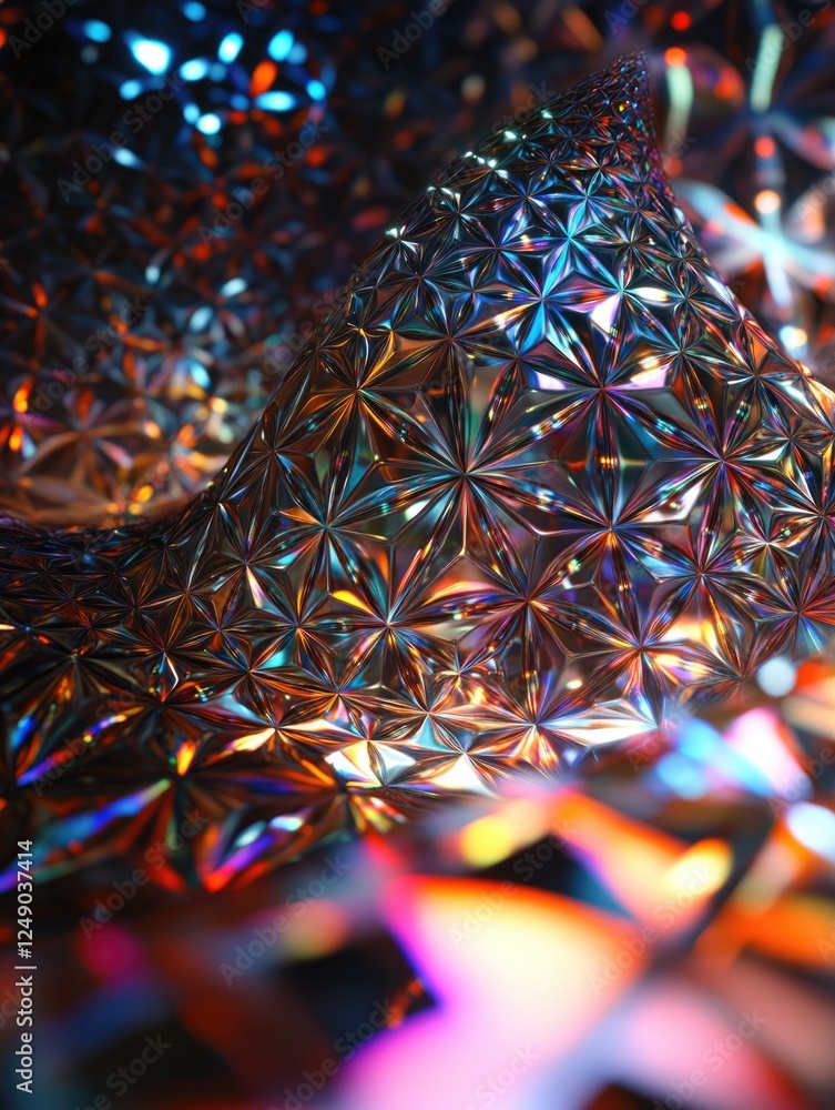 Poster glittering diamond crystals create a visually striking and colorful display. the facets of the cryst
