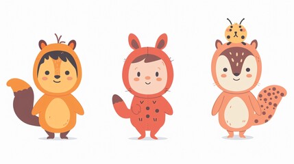 Naklejka premium Kids in Animal Costumes Joyfully Participating in Carnival Festivities