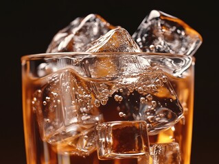 This is a refreshing drink with ice cubes on top.