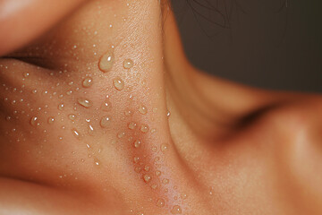 Fototapeta premium Close-up of water droplets on smooth skin