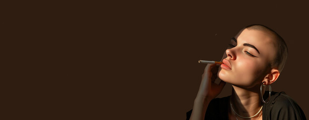 Obraz premium Expressive woman under dramatic lighting with a modern and edgy aesthetic