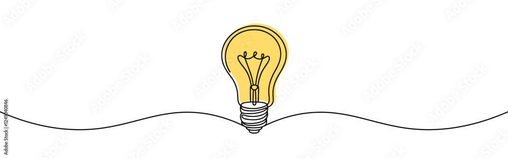 Wall mural light bulb continuous one line drawing. lightbulb in simple linear style. idea, brainstorm concept. 