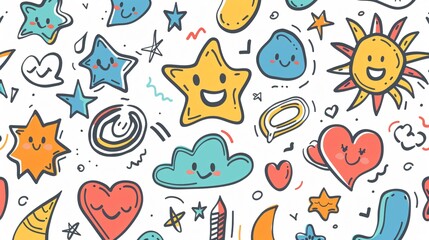Vibrant Collection of Doodles Illustrating Optimism and Positive Affirmations