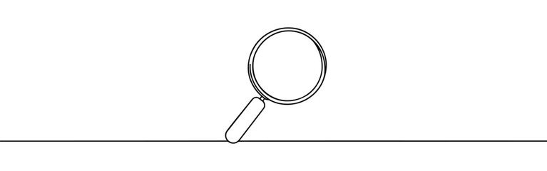 Magnifying glass continuous one line drawing. Loupe symbol in simple linear style. Search concept. Vector illustration.