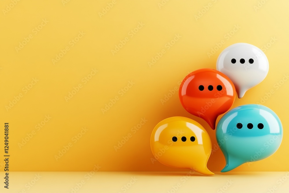 Poster A clean minimalist icon of a speech bubble with three dots inside, symbolizing a discussion topic