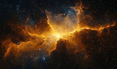 Obraz premium a vibrant, colorful nebula fills the dark expanse of space. This celestial wonder appears to be swirling and glowing, captivating with its vastness and awe-inspiring beauty