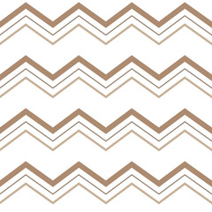 Seamless geometric pattern with brown zigzags on a white background