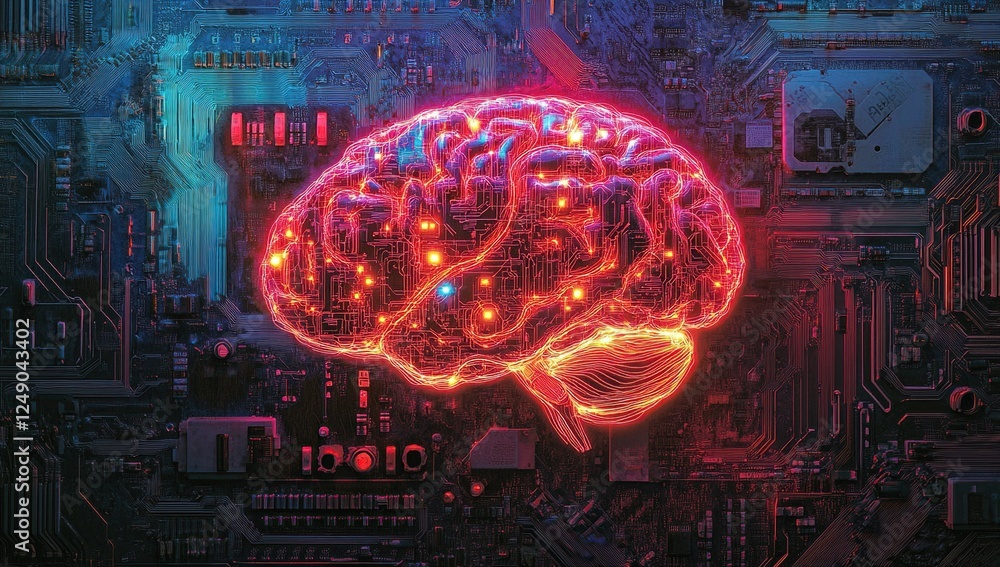 Poster artificial brain: circuitry mimics neural network, illuminating ai's potential