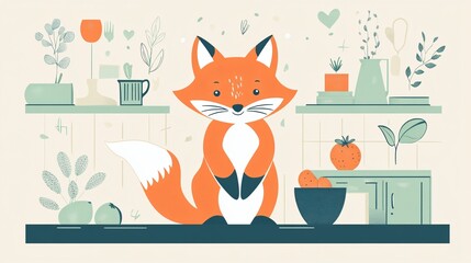 Childish Fox Animal Vector Illustration -- Hand Drawn in a Cartoon Style for Children