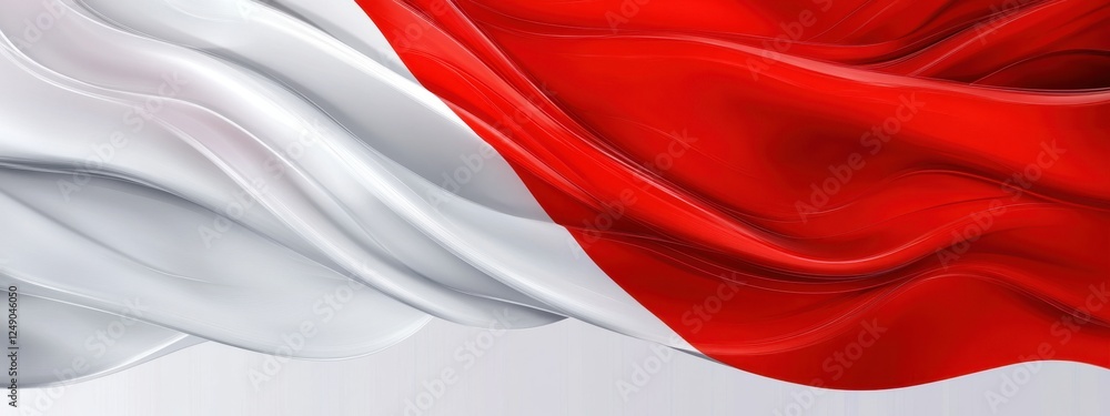 Poster abstract waving flag design red and white fabric texture background image