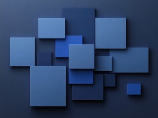 Obraz premium Modern geometric design with blue pieces arranged in unique patterns